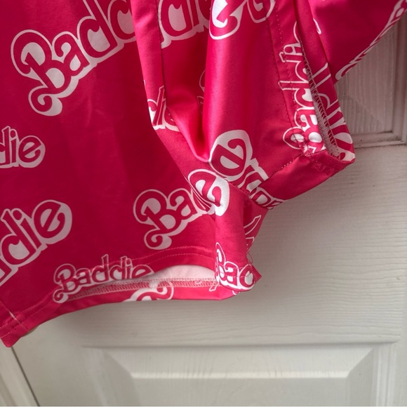 Baddie One Piece Romper Shorts Jumpsuit L Pink Stretchy Spandex *missing snap - Picture 4 of 8